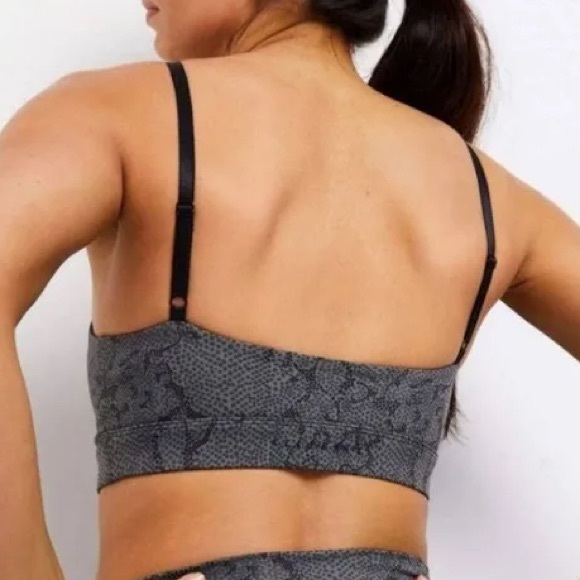 ALLFENIX Python Charcoal/Black Snakeskin Spaghetti Strap Sports Bra XS - Picture 2 of 7